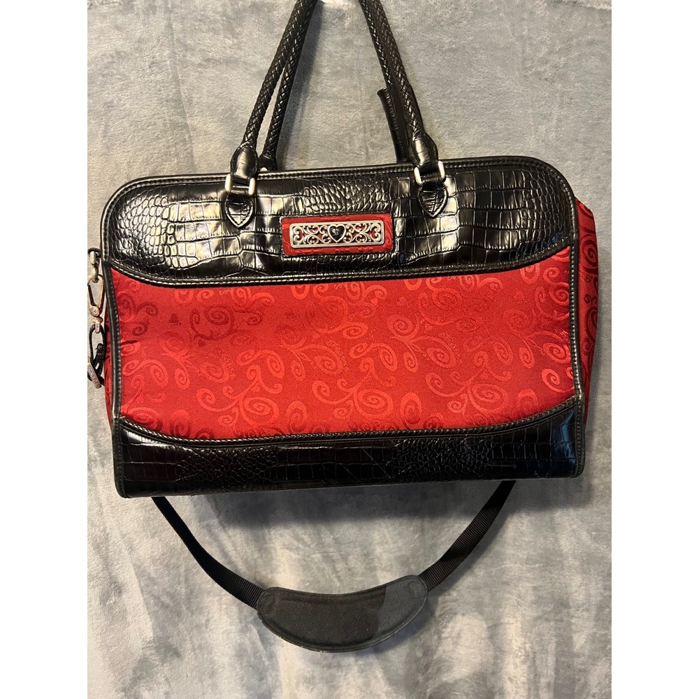 Retired Brighton Red Black Croc Print Laptop Travel Bag Weekender Carryall